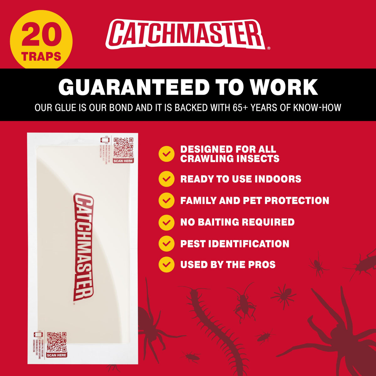 Catchmaster XL glue trap close-up highlights attractant formula for pests