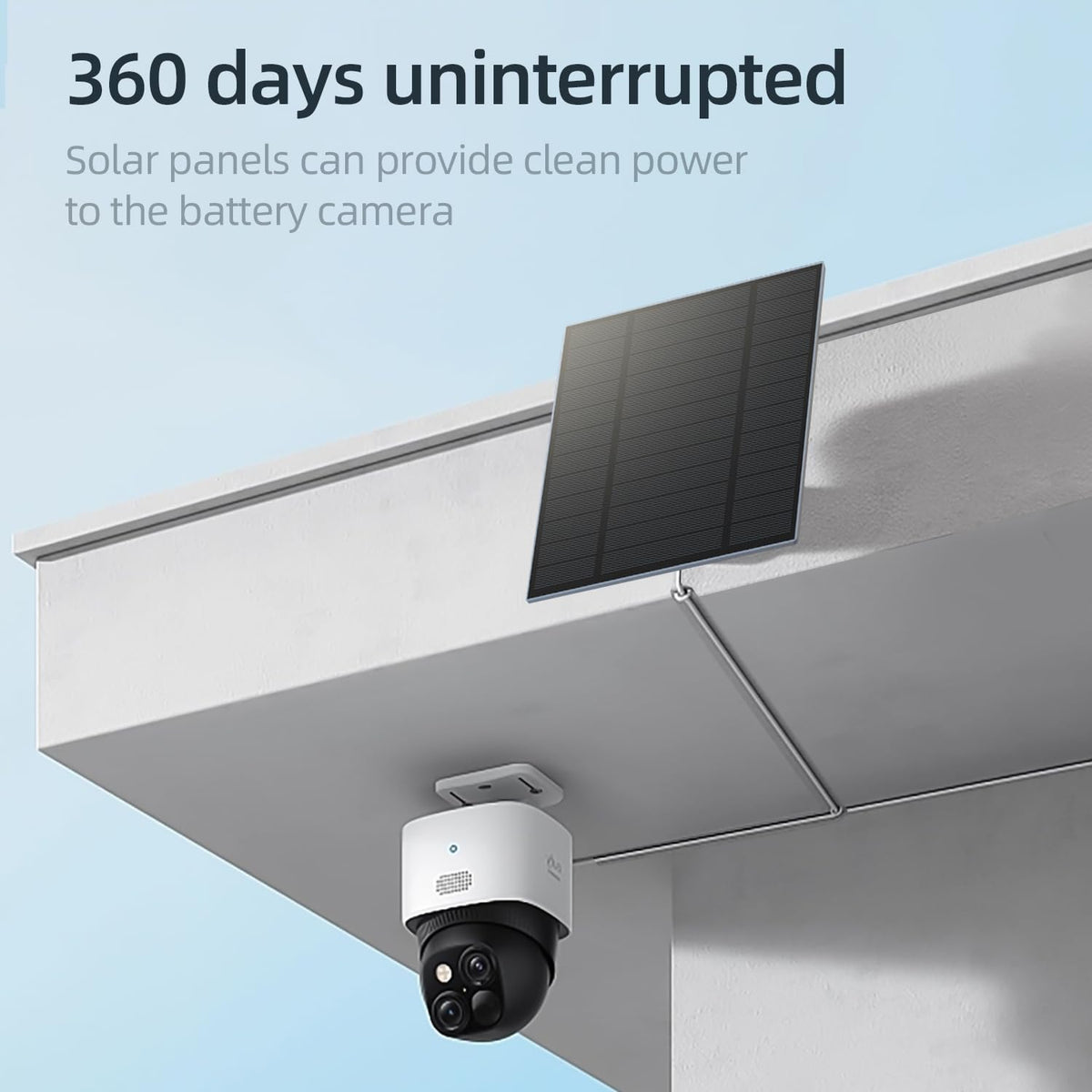 Catgod IP65 weatherproof solar panel protecting outdoor surveillance in rain.