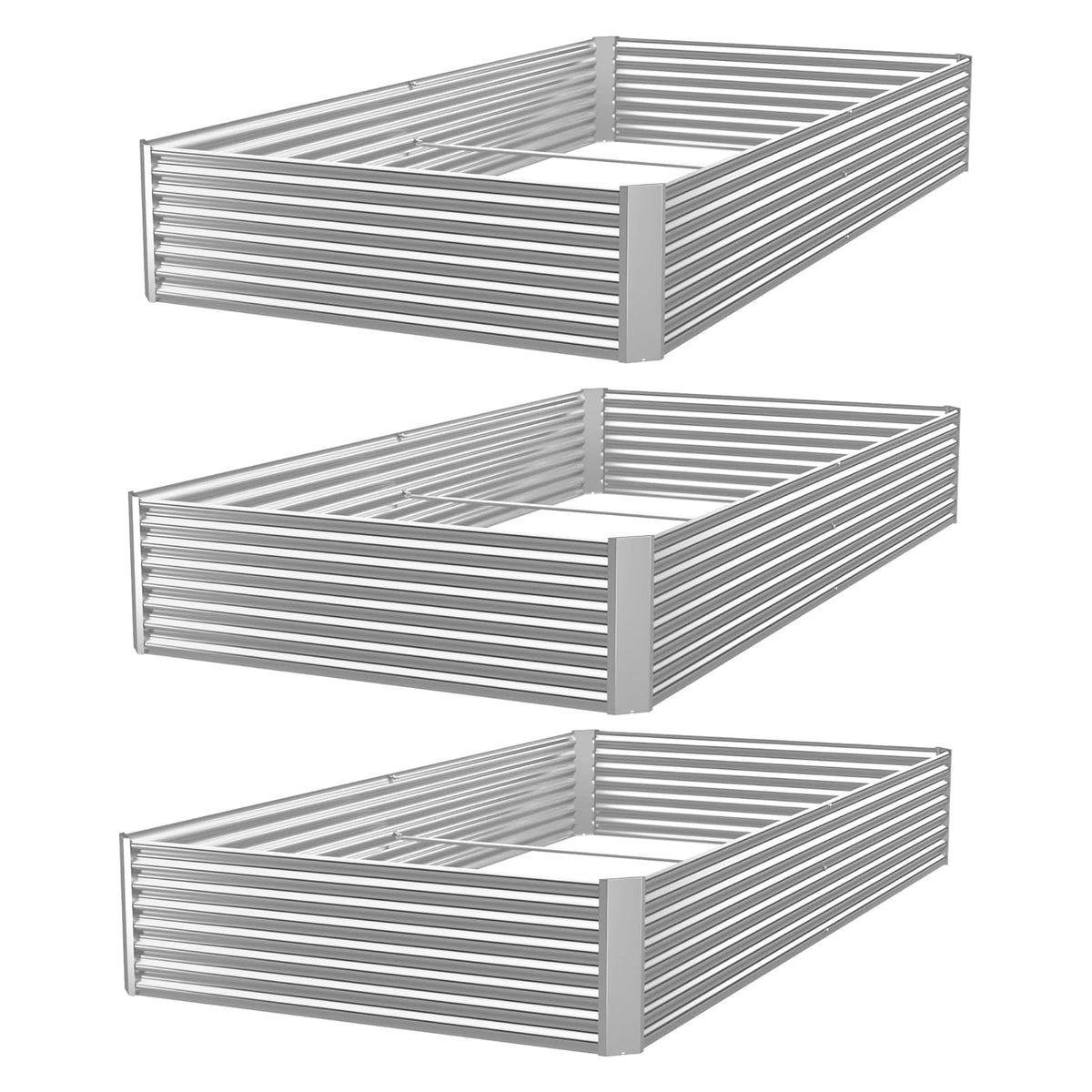 CATMANOR 3-pack raised garden bed outdoors highlights versatile planting space for vegetables and flowers.