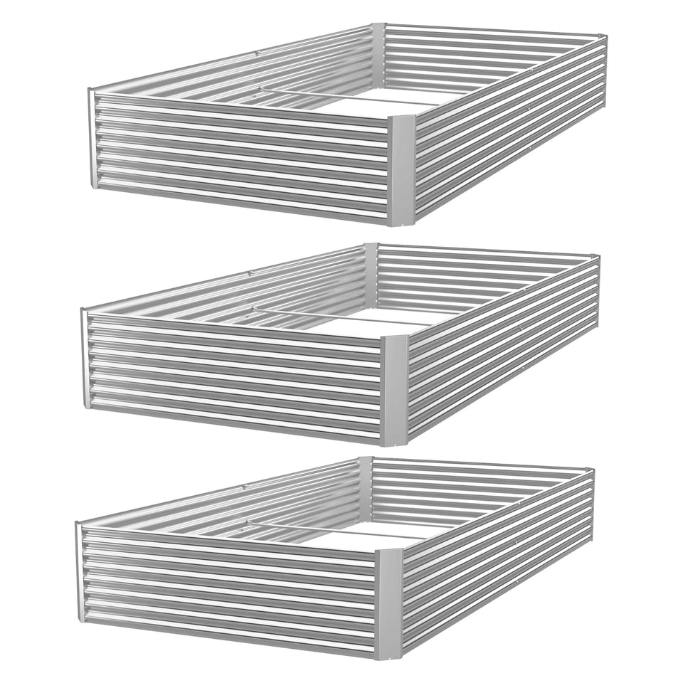 CATMANOR 3-pack raised garden bed outdoors highlights versatile planting space for vegetables and flowers.