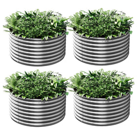 CATMANOR 4Pack round raised bed outdoor setup for vegetables and flowers.