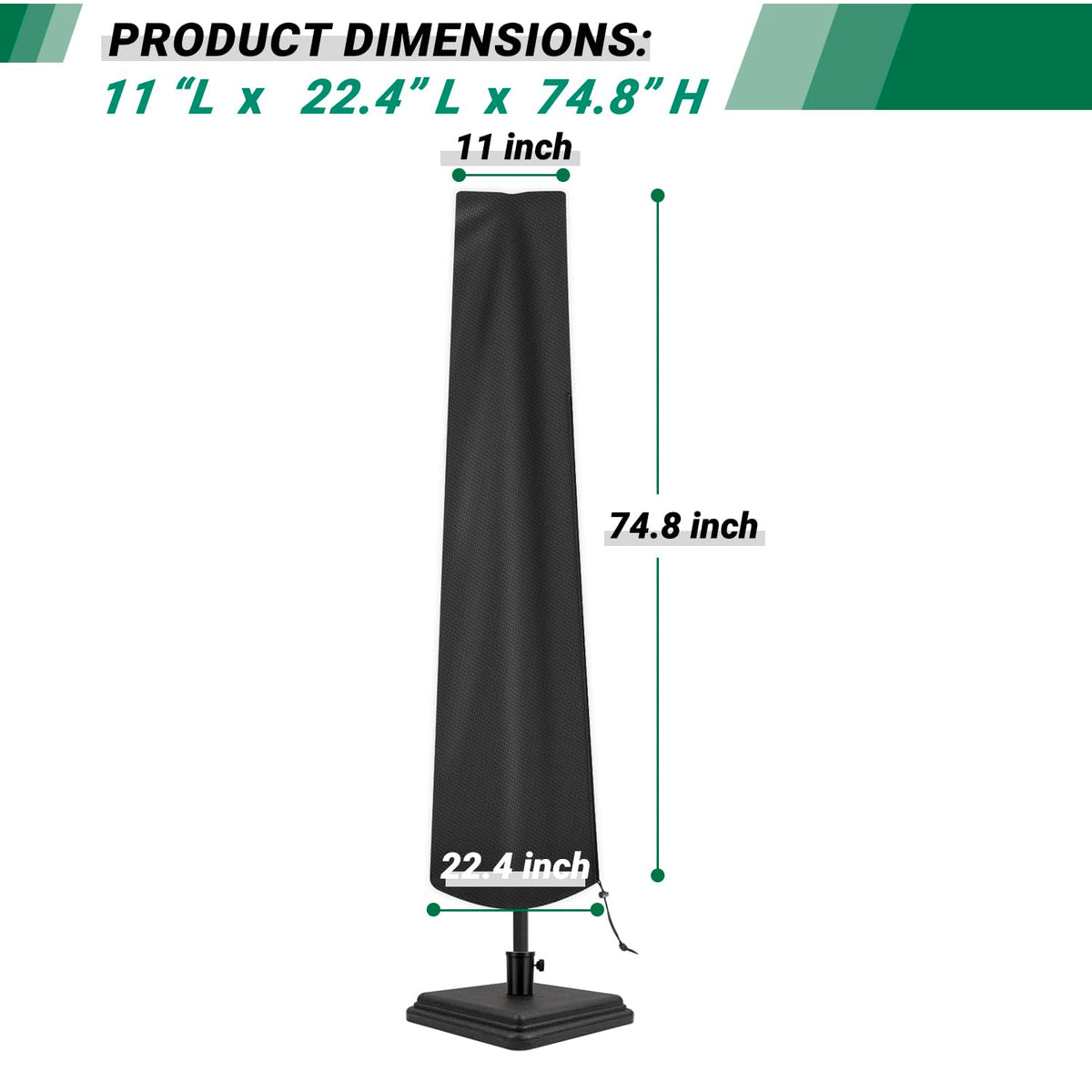 CATOTEL zippered cover on umbrella enables easy on off