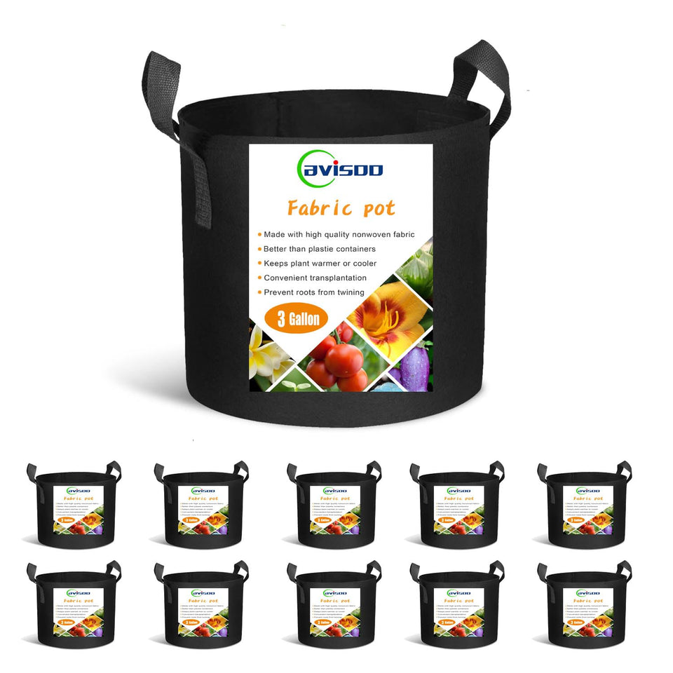 Cavisoo 3-gallon grow bag front view highlighting durable fabric for long-term reuse