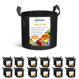 Cavisoo 24-pack 5-gallon grow bags show durable material designed for long-term reuse.