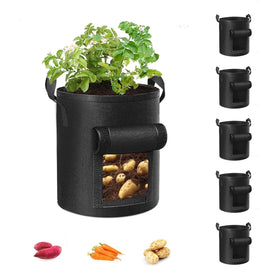 Cavisoo 5-pack 10 gallon grow bags with visualization window for harvest timing.