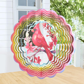 Cawalap Cardinal Bird wind spinner with 3D glitter for outdoor sparkle.
