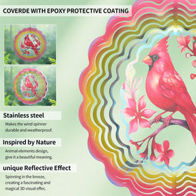 Cawalap metal wind spinner, easy to assemble, Cardinal Bird theme for outdoor use.
