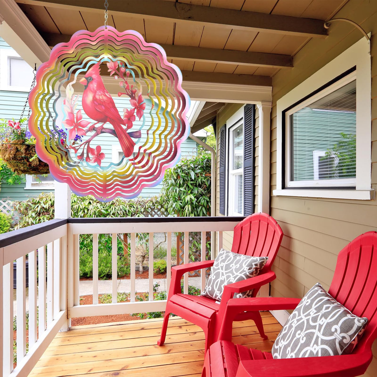 Cawalap outdoor patio wind spinner Cardinal Bird for lively yard movement.