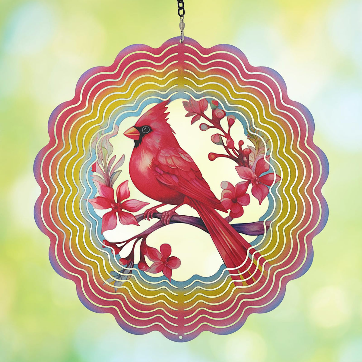 Cawalap wind spinner Cardinal Bird 12in for outdoor garden decor with 3D sparkle.