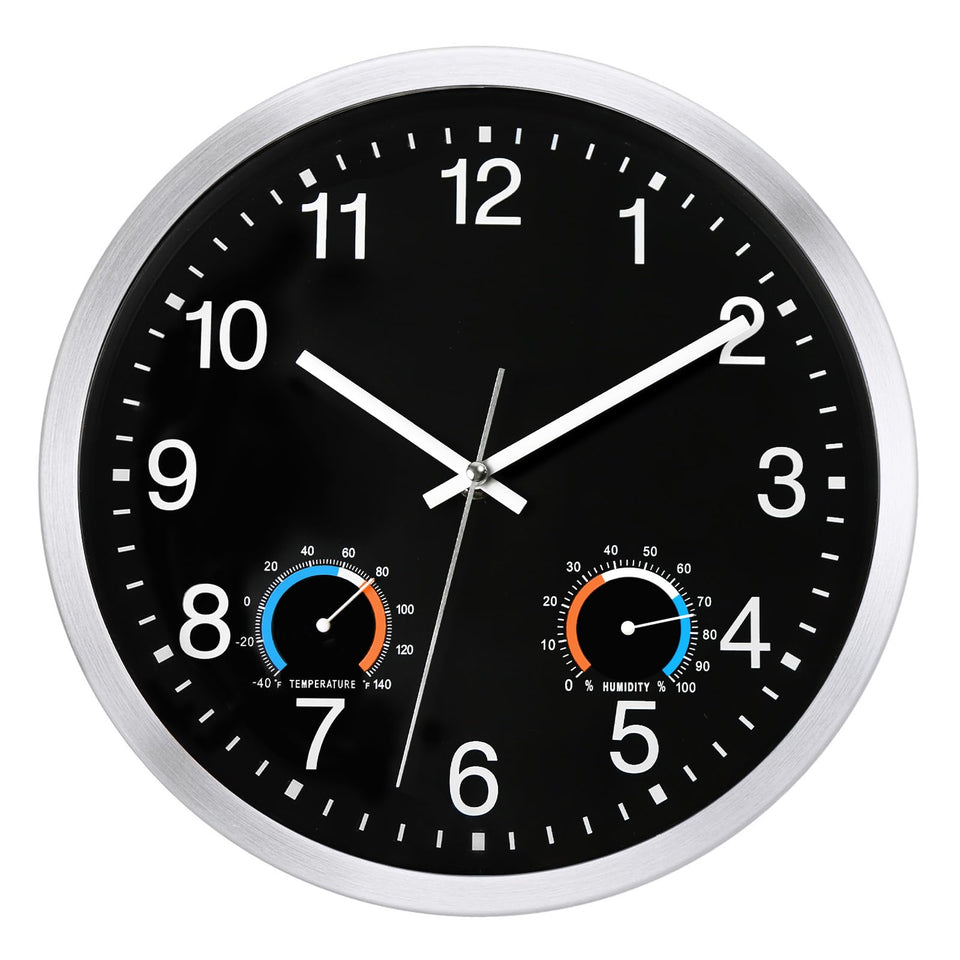 Caysie 12-inch outdoor clock waterproof for patio and poolside use.