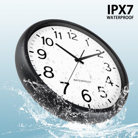 Caysie outdoor clock side view showing waterproof seal for rain and splashes