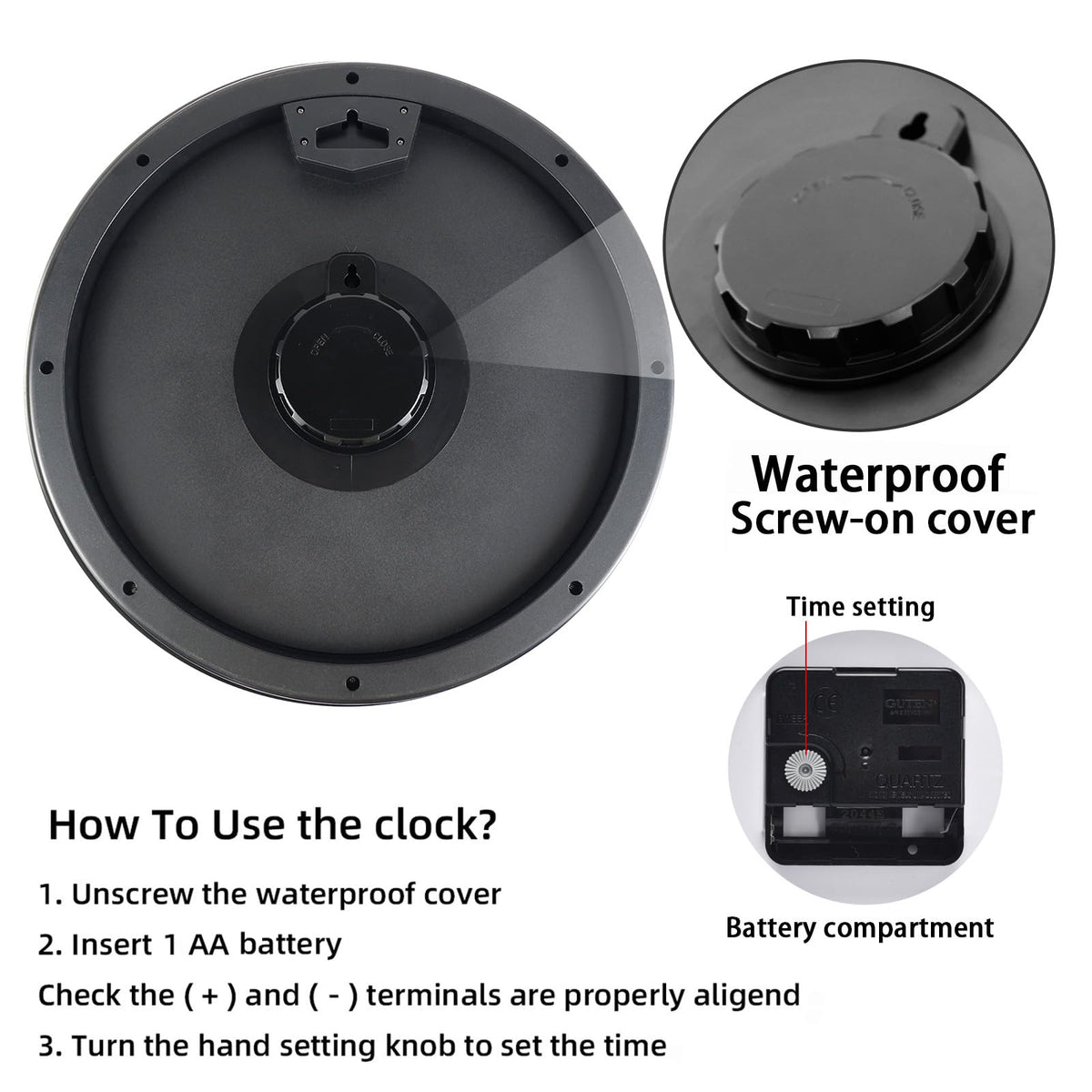 Caysie clock waterproof seal protecting the movement in wet outdoor conditions