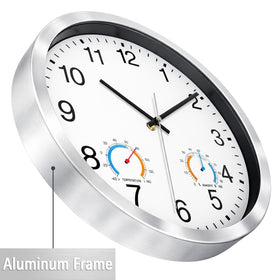 Caysie thermometer-hygrometer dial close-up with real-time environmental readings.
