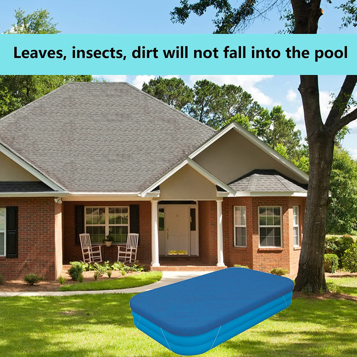 cdbz rectangle pool cover blue design complements outdoor setup