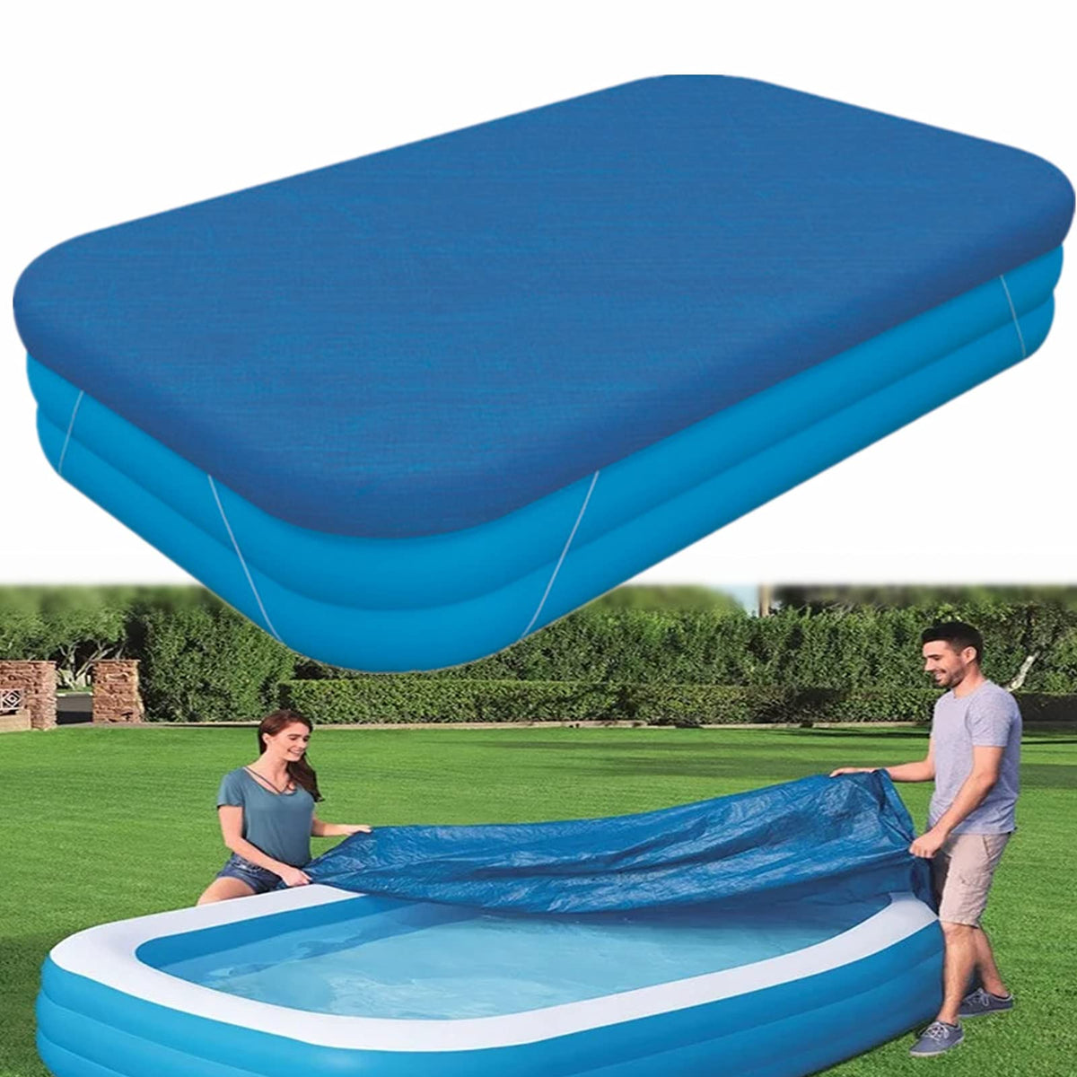 cdbz rectangle pool cover top view protects inflatable pool from leaves and debris