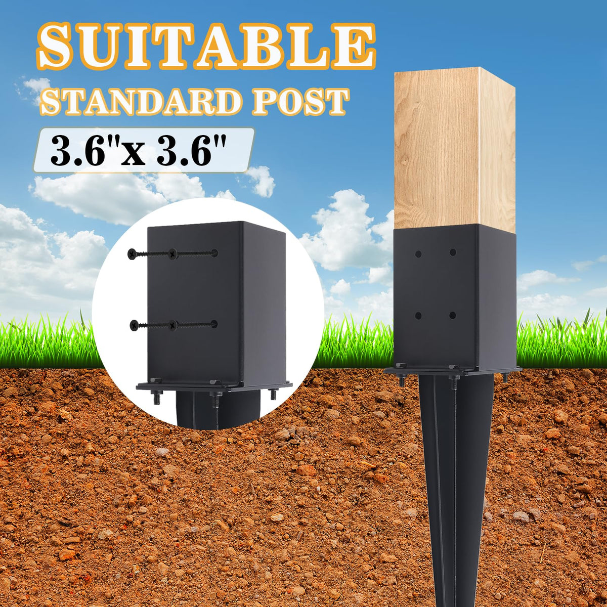 CDFYJHFDQ 3.6x3.6 post compatibility with clear dimensions.