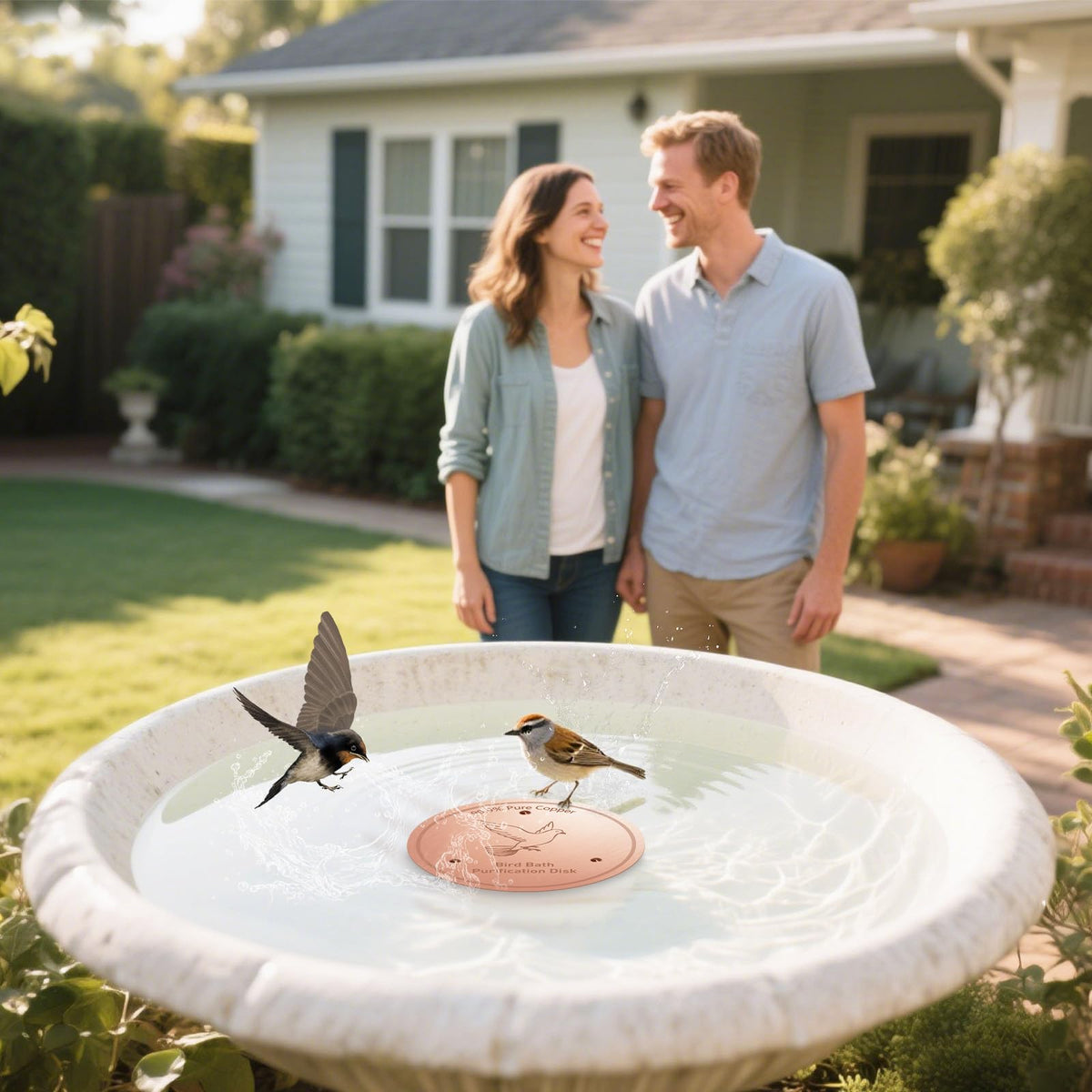CDHSBJH Bird Bath Copper Disk easy maintenance and cleaning