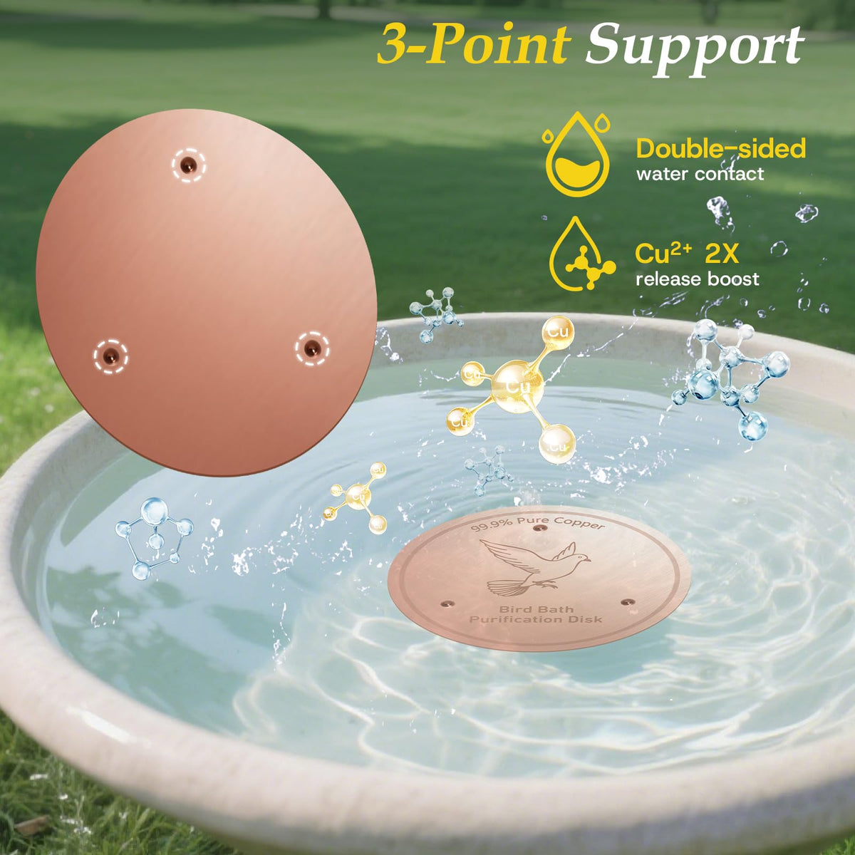 CDHSBJH Bird Bath Copper Disk supports natural water purification benefits