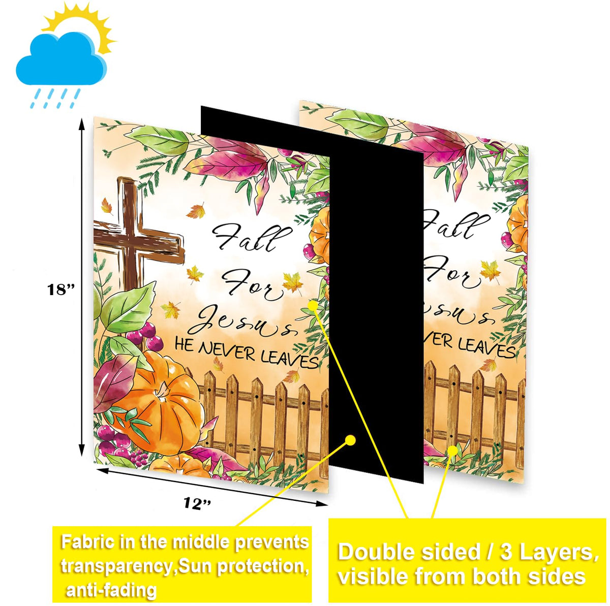 CDLong double-sided cross flags show vibrant text with weather-resistant fabric.