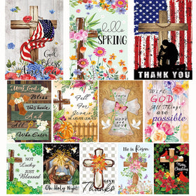CDLong Christian seasonal flags on a porch display for year-round curb appeal.