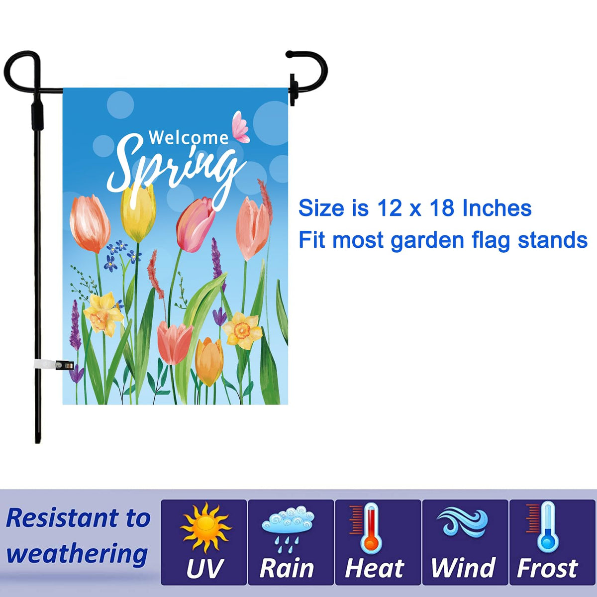 CDLong seasonal garden flags fabric detail highlights UV and weather resistance.