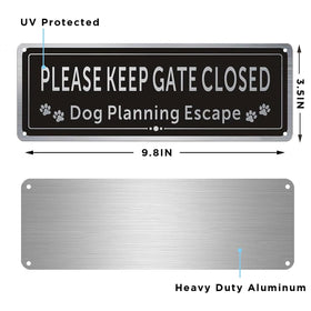 CDXHOME brushed aluminium gate sign close-up emphasizes durable, weather-resistant construction.