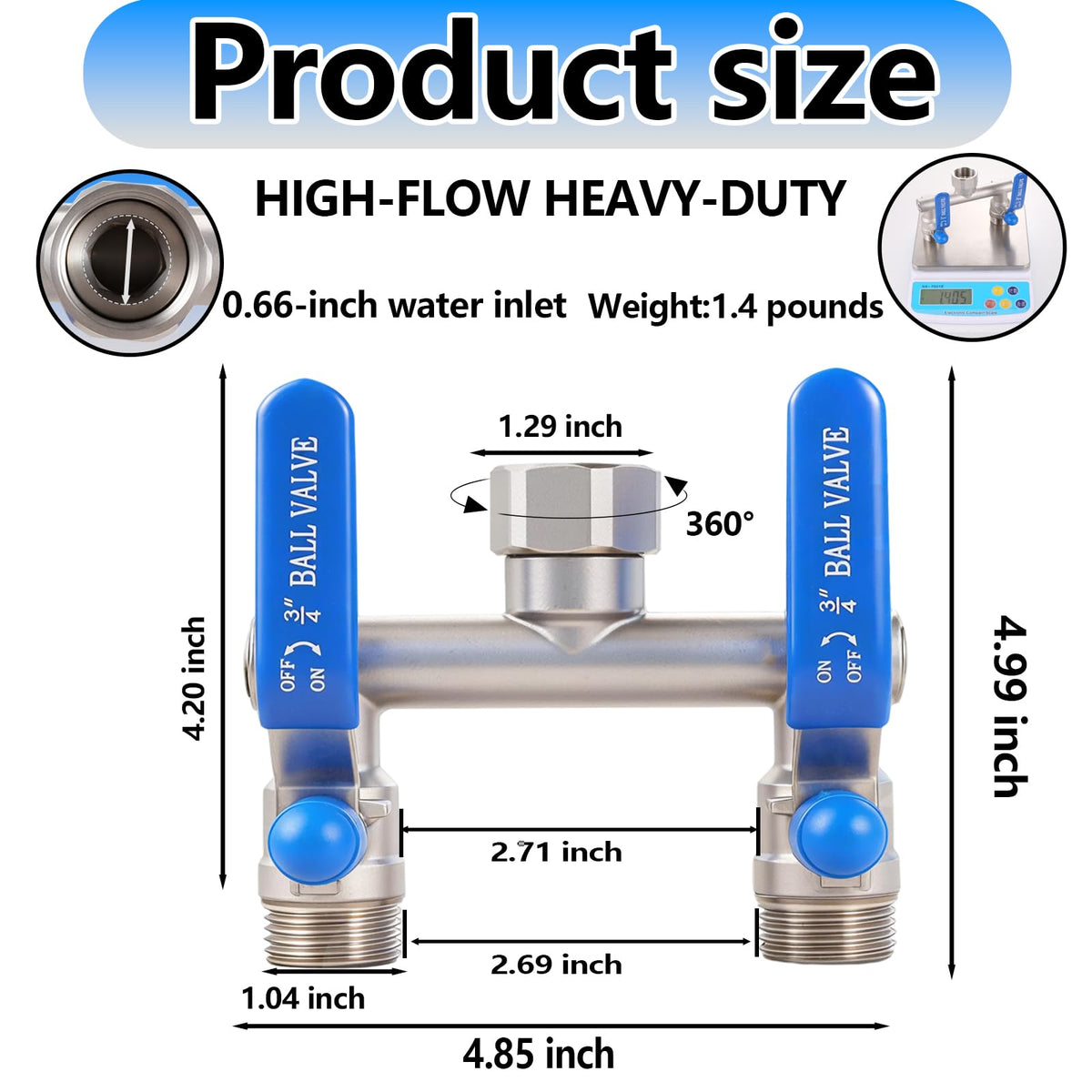 Ceaeso 304 stainless steel valve body resists rust for outdoor use