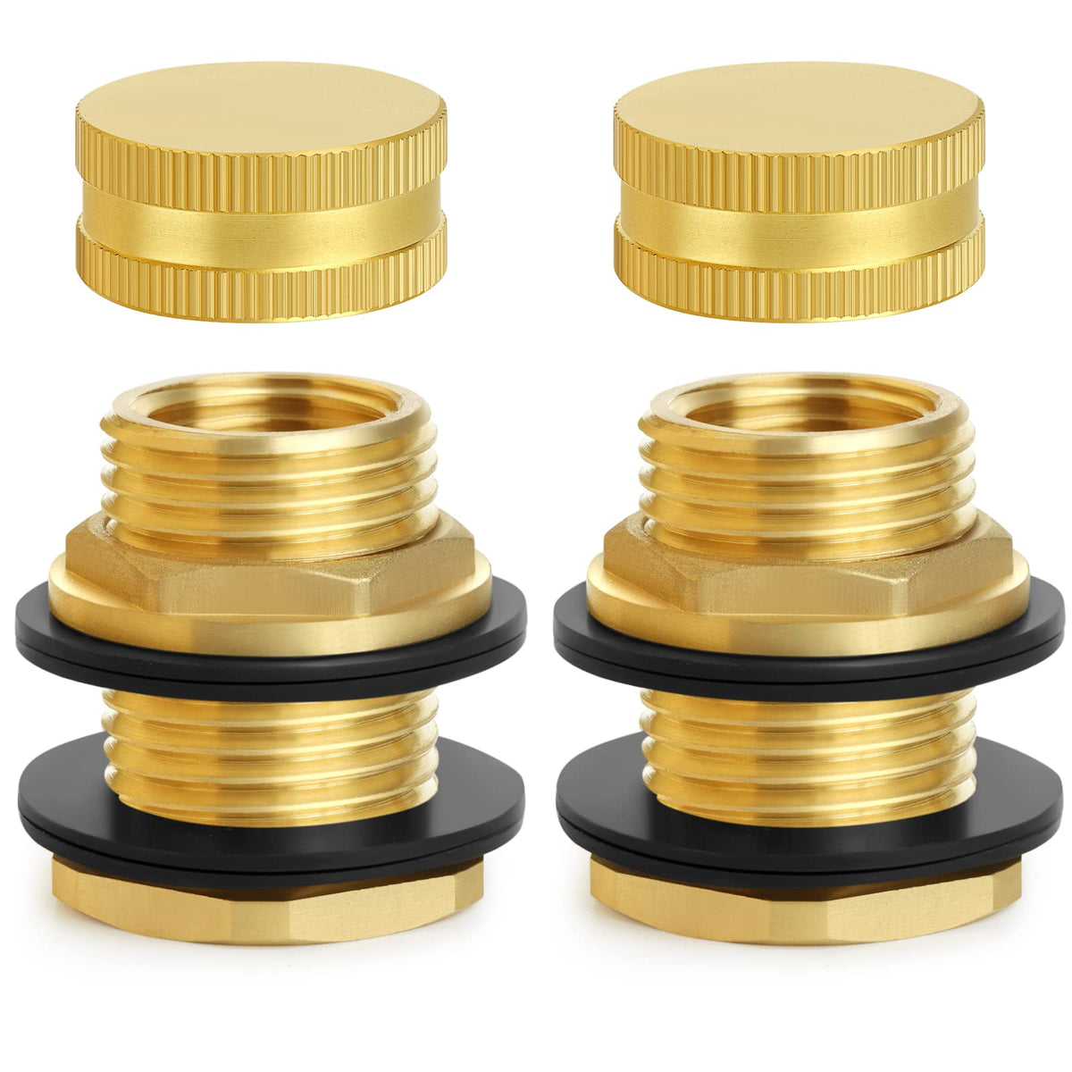 Ceaeso brass bulkhead fitting with dual ends for water connections.
