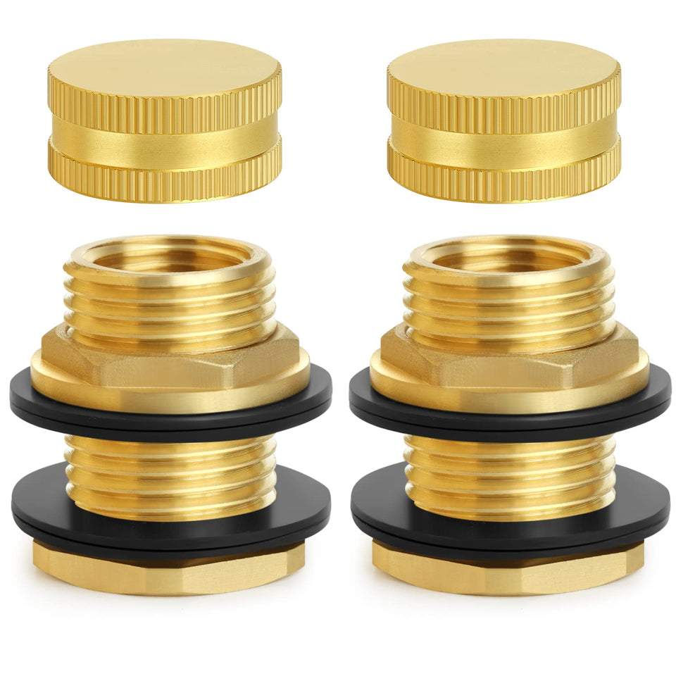 Ceaeso brass bulkhead fitting with dual ends for water connections.