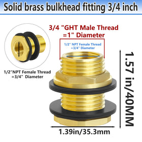 Ceaeso brass bulkhead connector shows GHT thread and 1/2 in NPT detail for versatile hose setups.