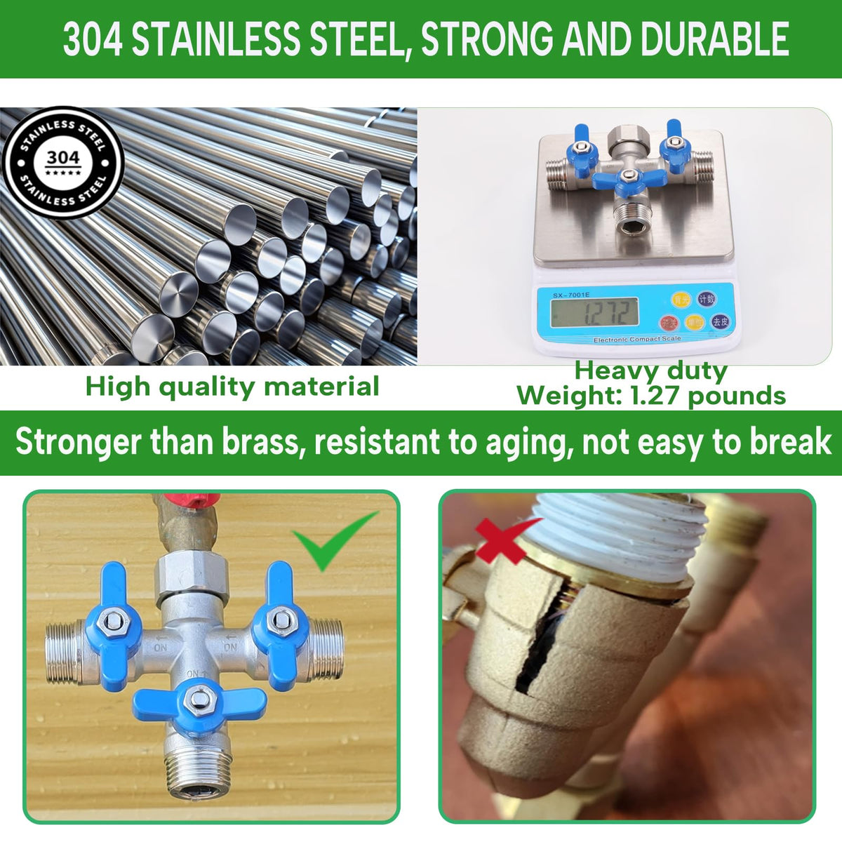 Ceaeso heavy-duty metal body hose splitter for durable outdoor use.