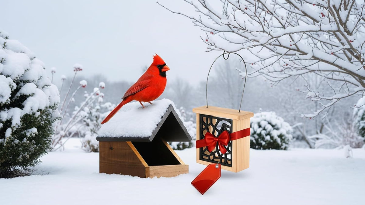 CEDAR ALPHA Birdhouse Roosting Platform with stainless steel hanging cable.