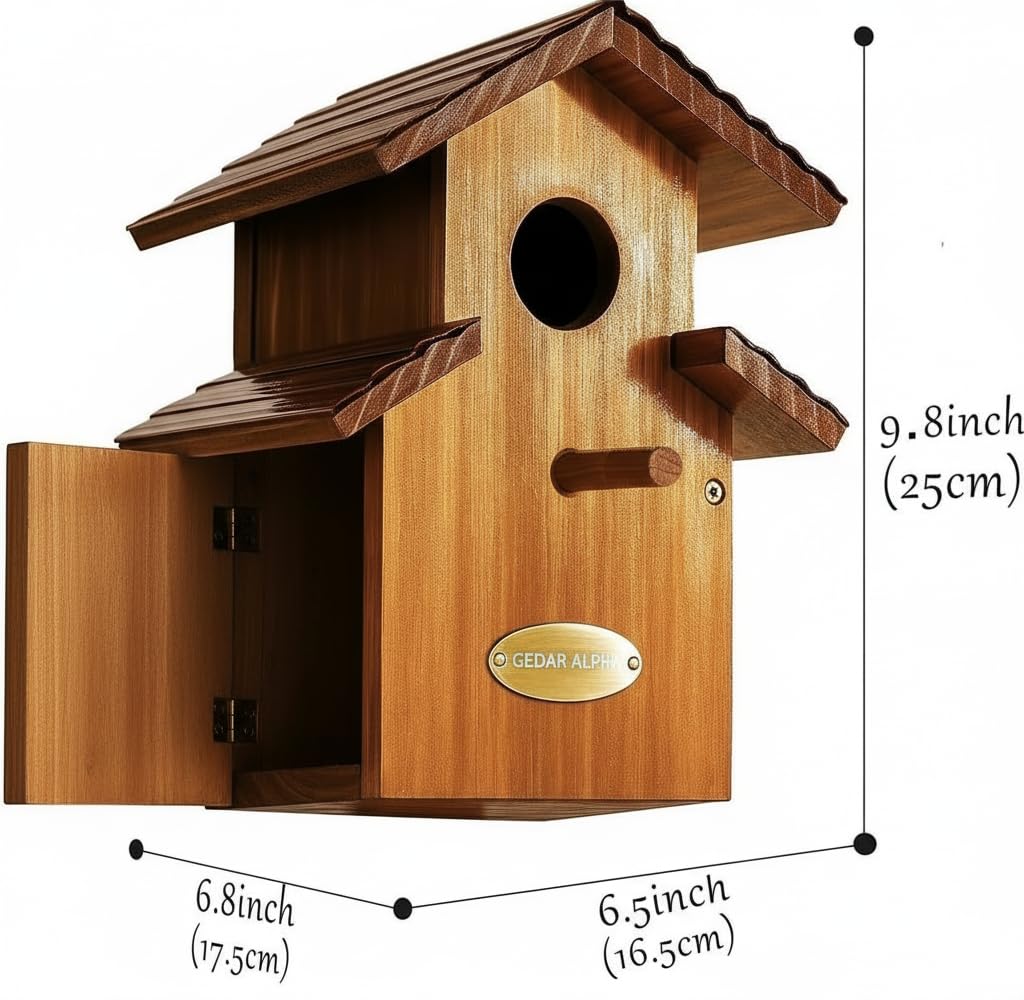 CEDAR ALPHA bluebird house adds garden charm as decor.
