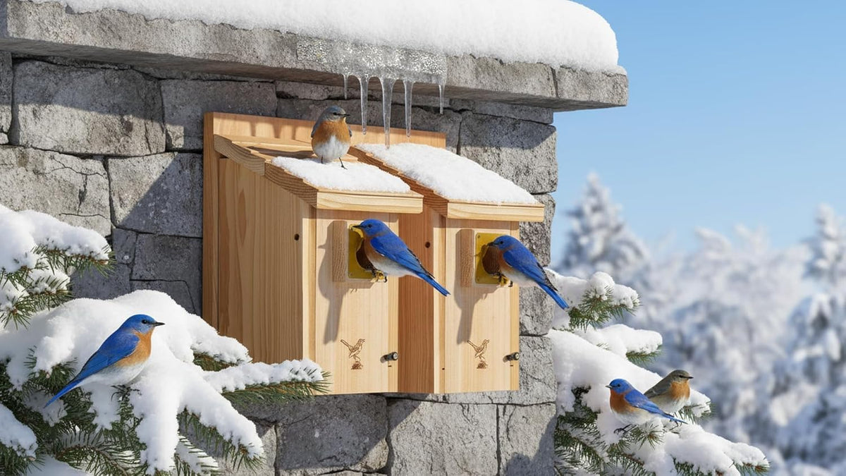 CEDAR ALPHA Bluebird House roof detail featuring a double roof for shade