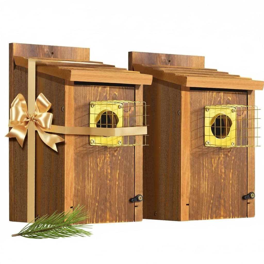 CEDAR ALPHA Fortress Bluebird House front view; durable outdoor-ready design.