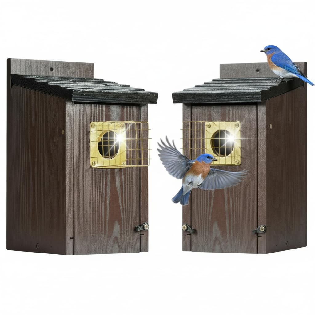 CEDAR ALPHA fortress bluebird house for outdoor use attracts bluebirds with durable cedar