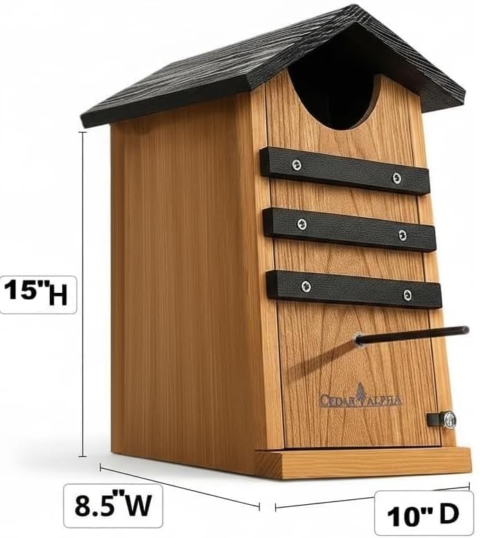CEDAR ALPHA nesting shelter invites diverse backyard visitors.