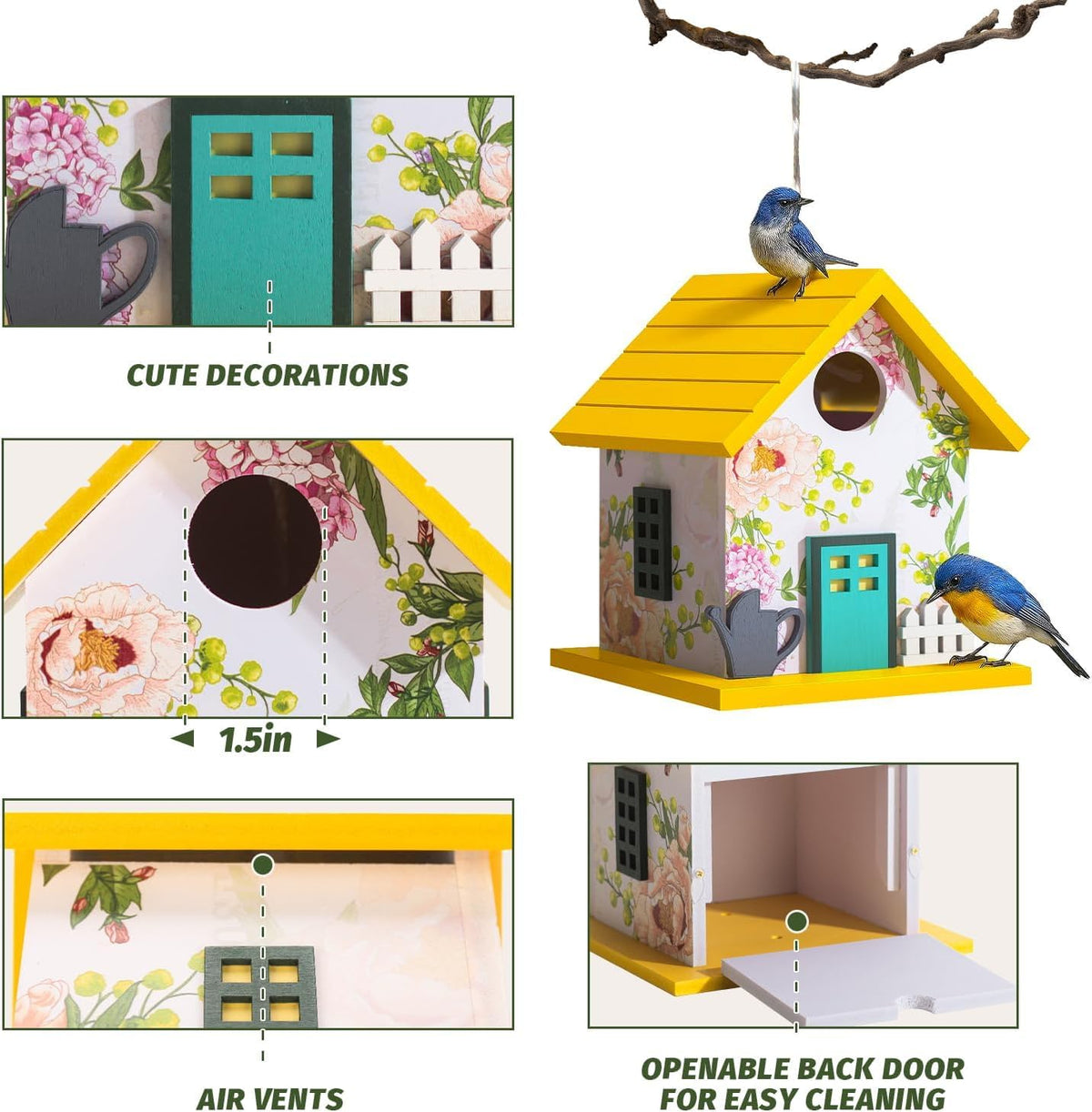CEDAR ALPHA post mounted birdhouse for easy viewing and bird watching.