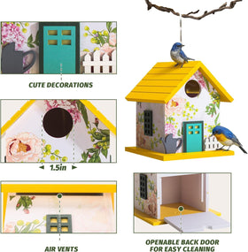 CEDAR ALPHA post mounted birdhouse for easy viewing and bird watching.