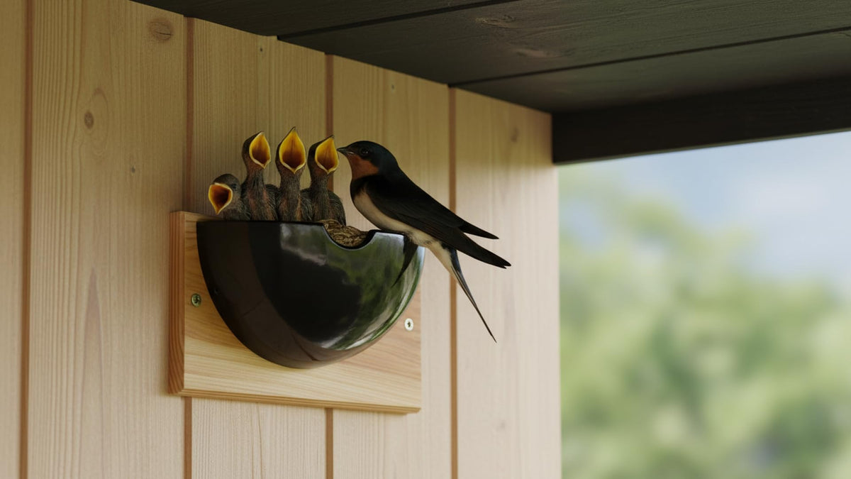 CEDAR ALPHA Swallow Nest Box hanging board design enables easy garden installation and stable placement.