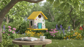 CEDAR ALPHA weatherproof nesting box suitable for bluebirds and companions.