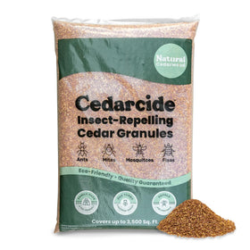 Cedarcide Original Cedar Granules around yard perimeter deter pests naturally.