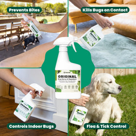 Personal protection spray for hands and clothing with cedar scent.