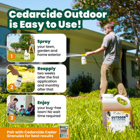 Cedarcide Outdoor Bug Control uses natural essential oils to repel insects.