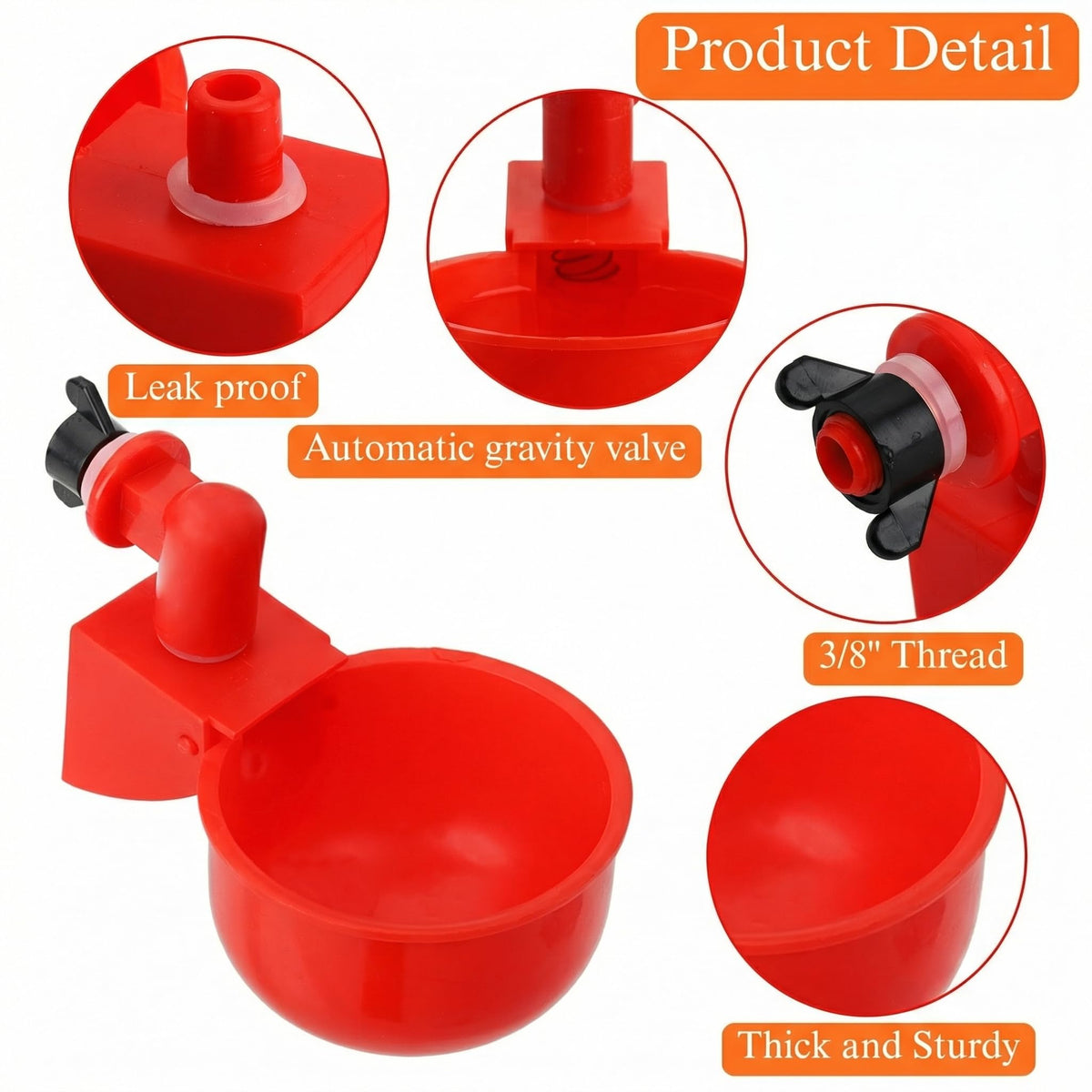 Cedilis 3/8-inch thread cups install easily for secure poultry water systems