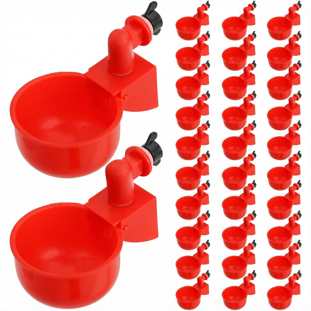 Cedilis 30-pack chicken water cups with automatic refill for continuous hydration
