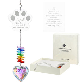 Ceegook dog memorial crystal suncatcher paw creates rainbow reflections in sunlight to comfort memories.
