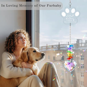 Ceegook dog memorial crystal suncatcher invites reflection and comfort as sunlight shifts.