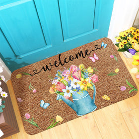 Ceenna coir doormat with tulip design welcomes guests at the entry