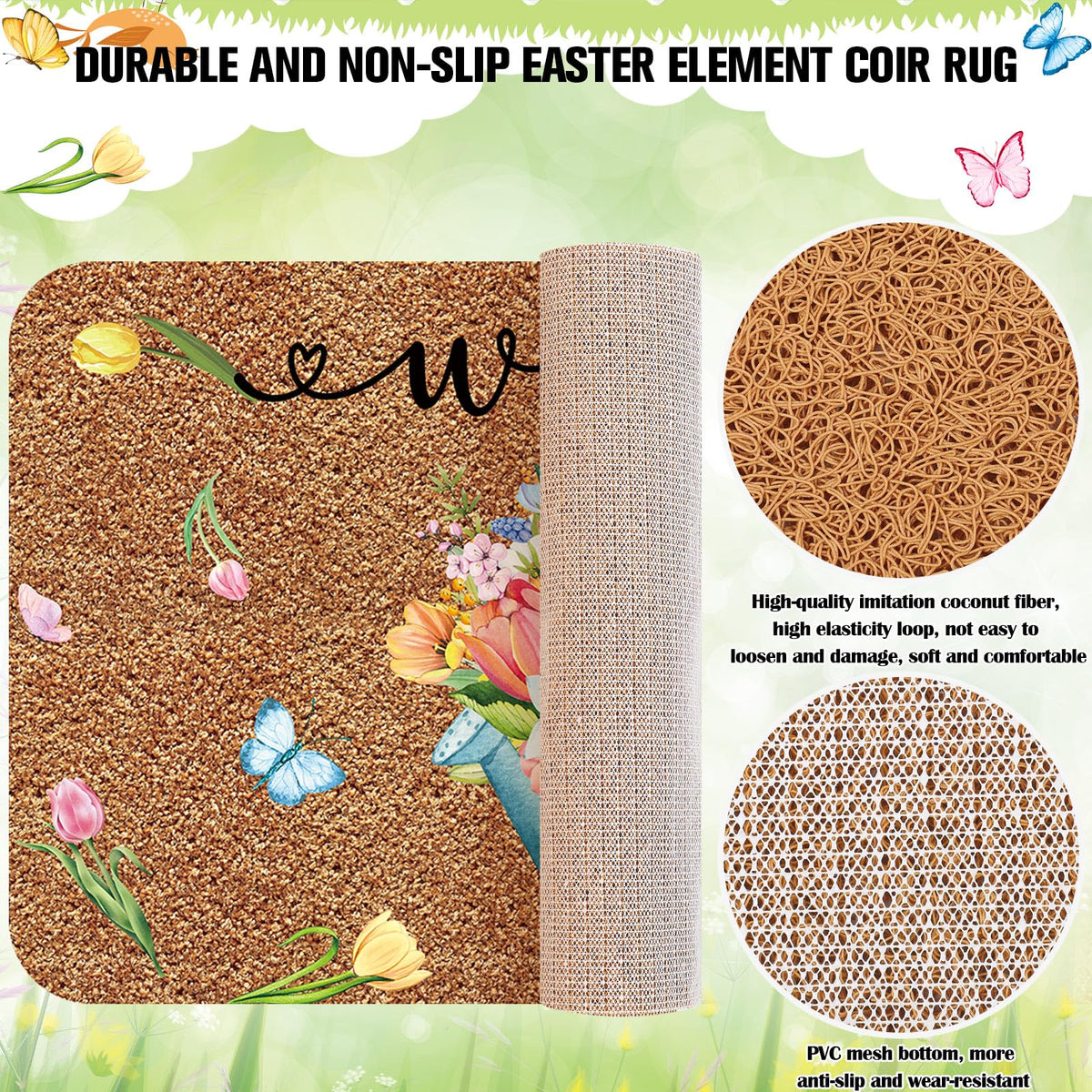 Ceenna doormat with watering pot motif for spring porch decor